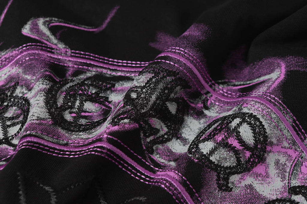 Pink Glow Embroidered Horseshoe Black T-Shirt™