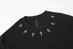 Metal Cross Collar Black T-Shirt™
