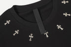 Metal Cross Collar Black T-Shirt™