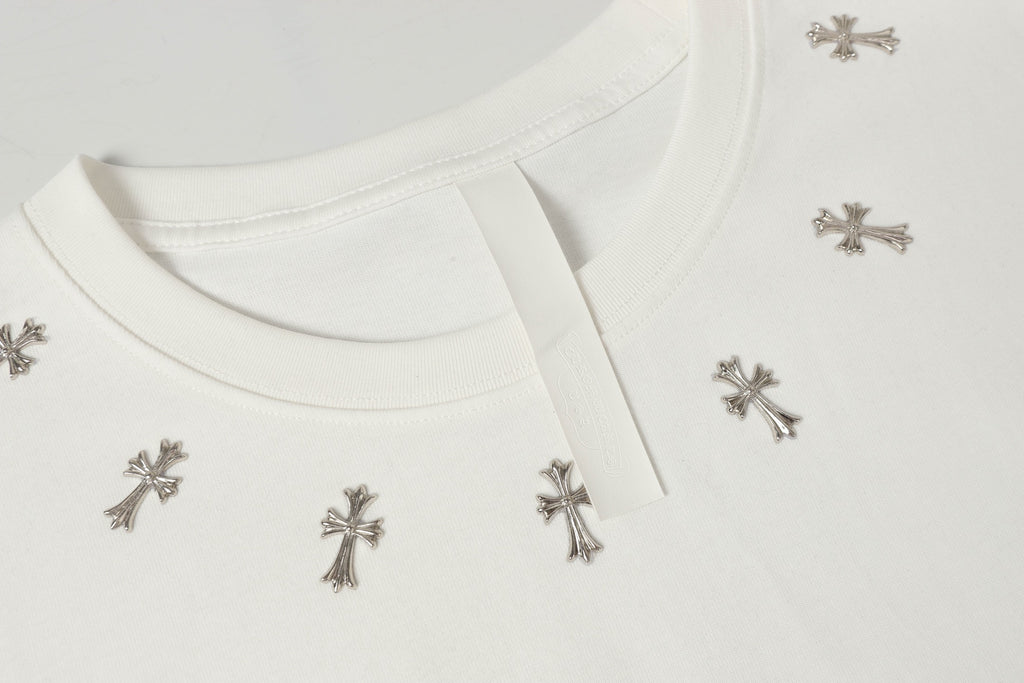 Metal Cross Collar White T-Shirt™