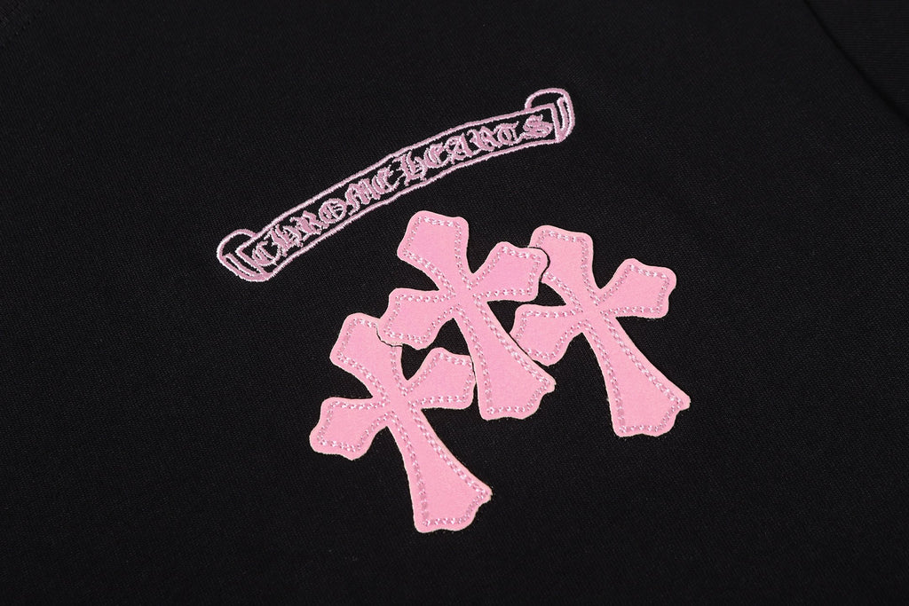 Pink Caution Graphic Black T-Shirt™