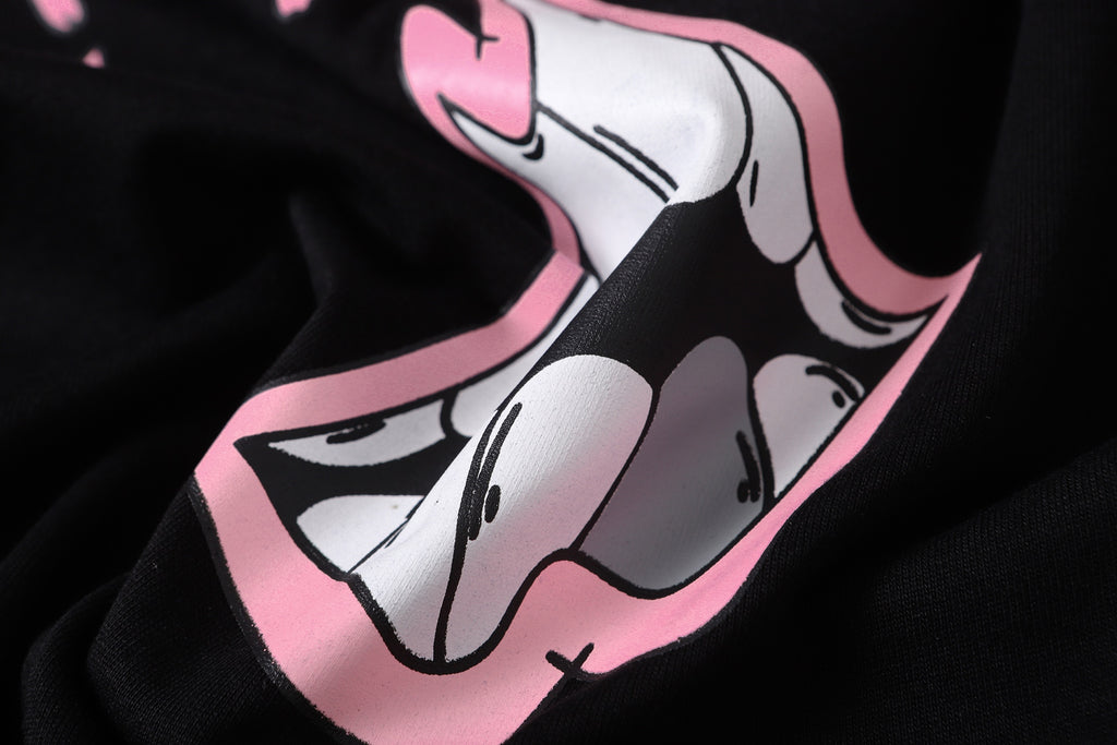 Pink Caution Graphic Black T-Shirt™