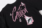 Pink Caution Graphic Black T-Shirt™