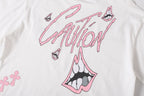 Pink Caution Graphic White T-Shirt™