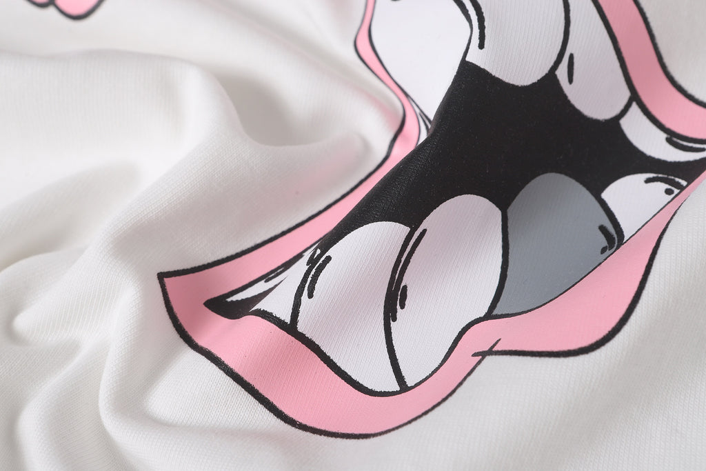 Pink Caution Graphic White T-Shirt™