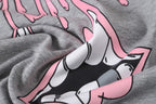 Pink Caution Graphic Grey T-Shirt™