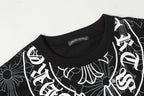 Cross Monogram White Horseshoe Collar Black T-Shirt™