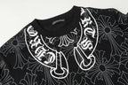 Cross Monogram White Horseshoe Collar Black T-Shirt™
