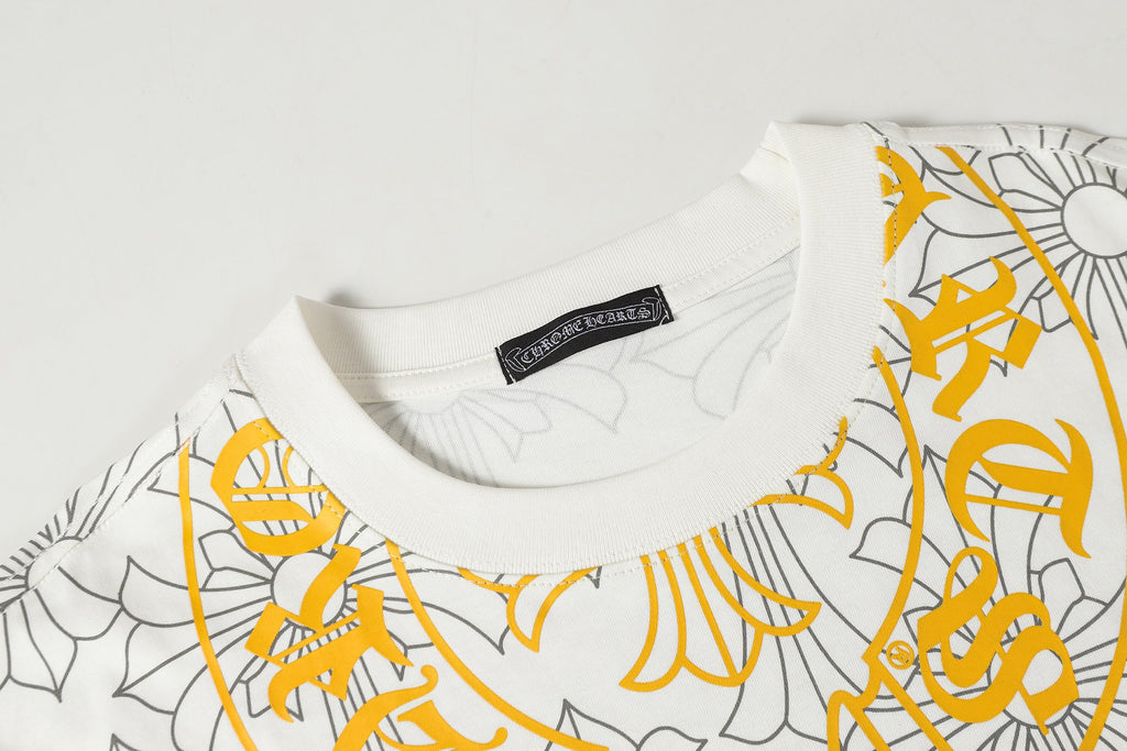 Cross Monogram Yellow Horseshoe Collar White T-Shirt™