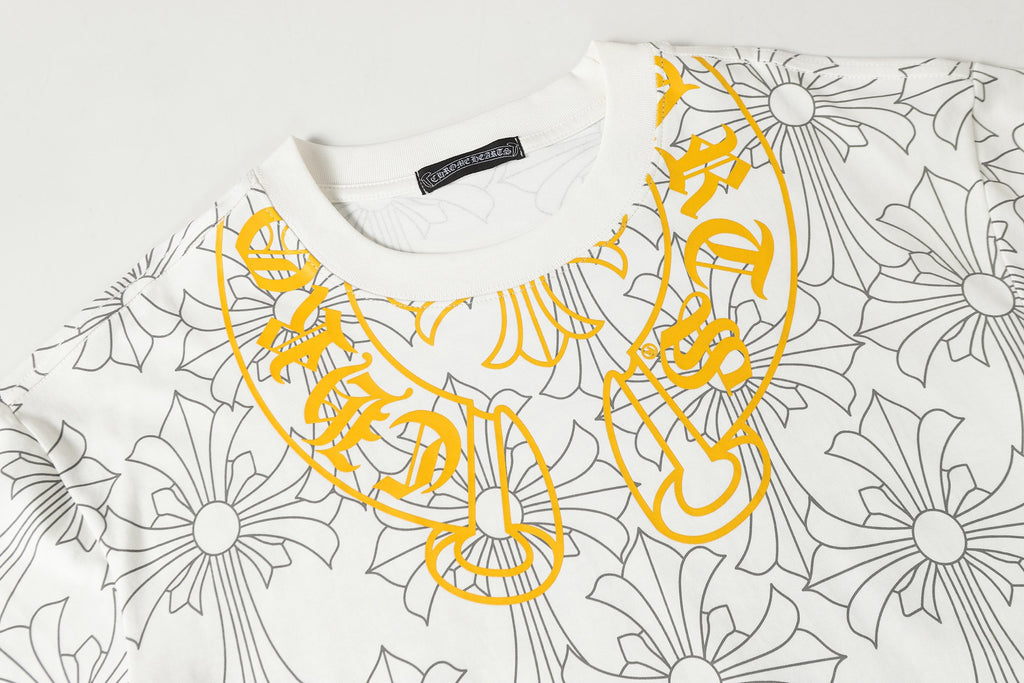 Cross Monogram Yellow Horseshoe Collar White T-Shirt™