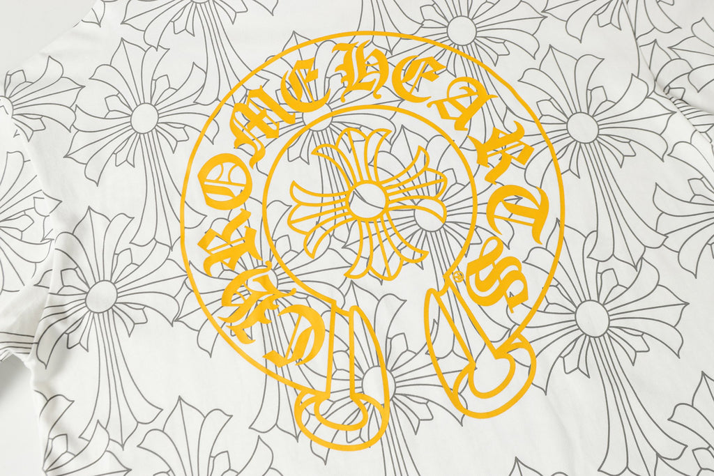 Cross Monogram Yellow Horseshoe Collar White T-Shirt™