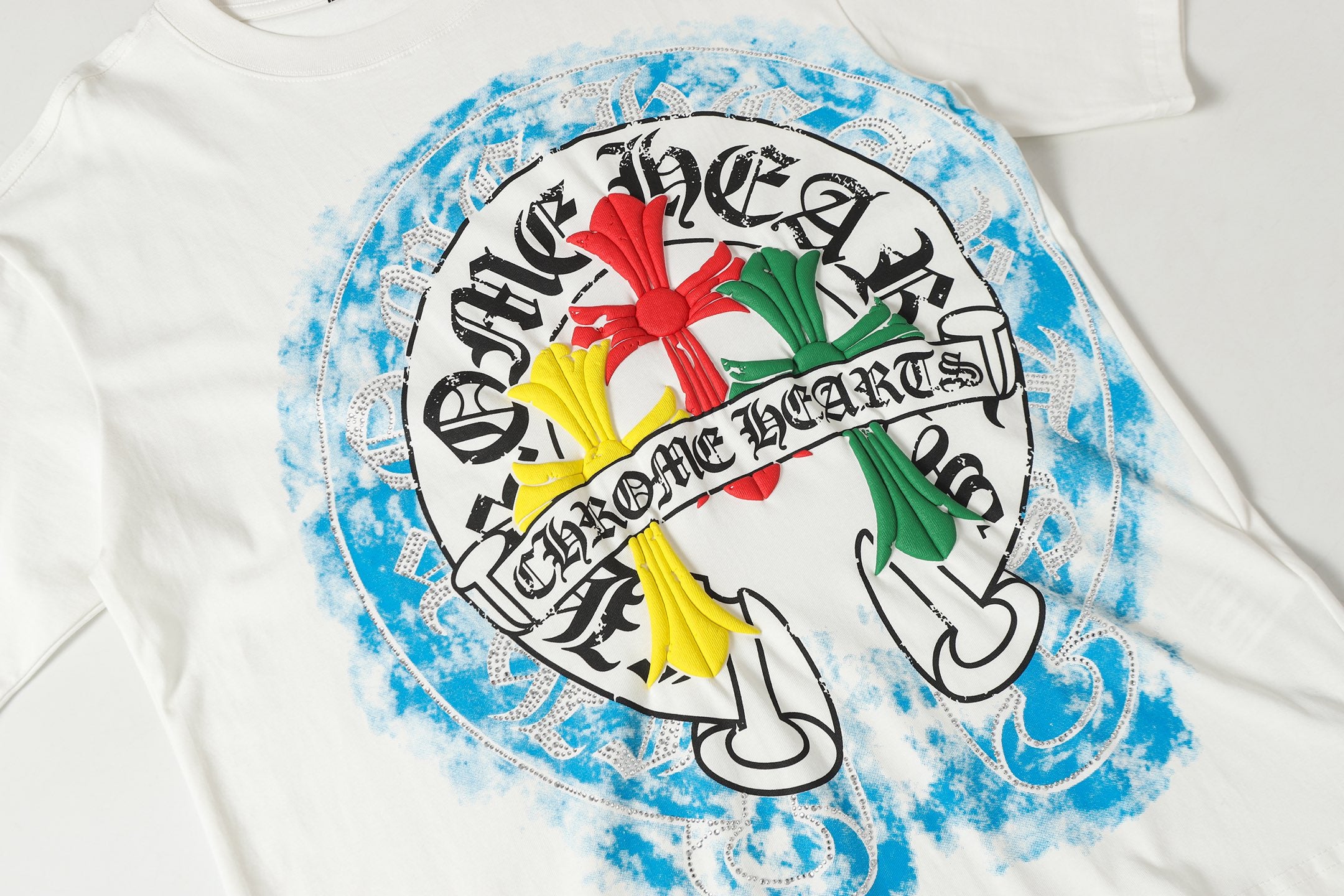 Blue Halo Triple Colored Cross White T-Shirt™