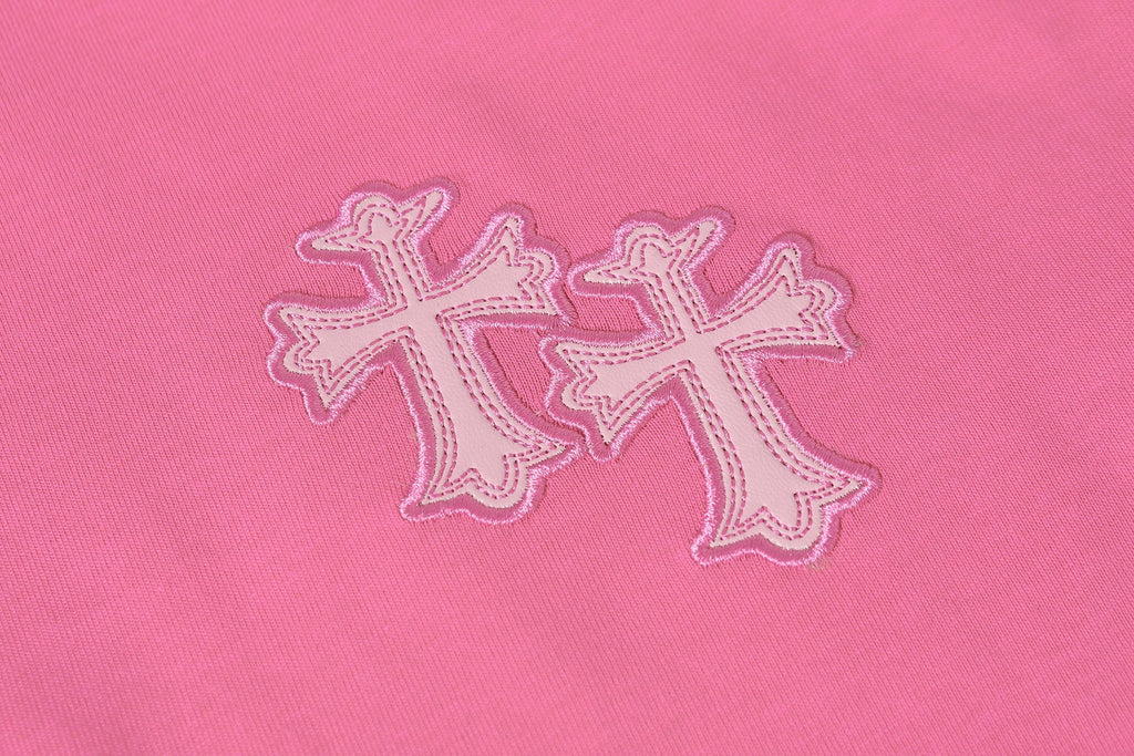 Embroidered Logo Metal Cross Pink T-Shirt™