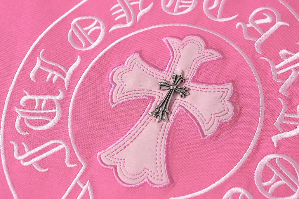Embroidered Logo Metal Cross Pink T-Shirt™
