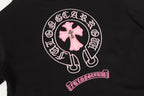 Pink Embroidered Logo Metal Cross Black T-Shirt™