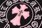 Pink Embroidered Logo Metal Cross Black T-Shirt™