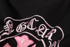 Pink Embroidered Logo Metal Cross Black T-Shirt™