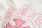 Pink Embroidered Logo Metal Cross White T-Shirt™