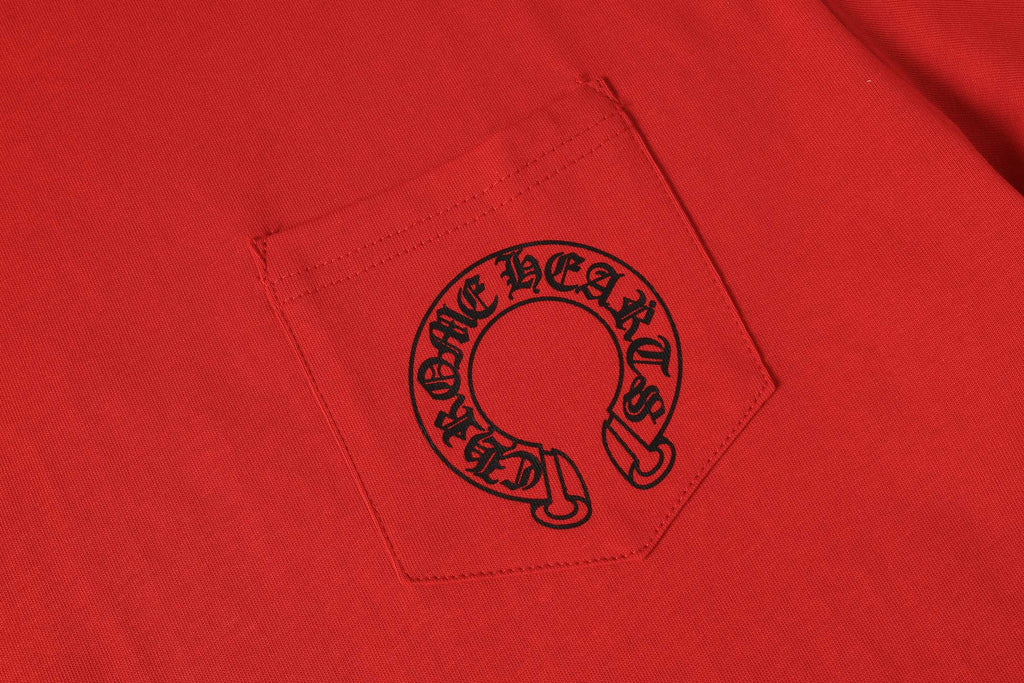 Checker Flag Mouth Graphic Pocket Red T-Shirt™