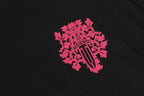 Ornate Pink Dagger Typography Black T-Shirt™