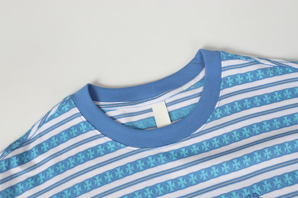 Blue Stripe Cross Pattern T-Shirt™