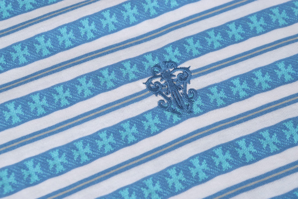 Blue Stripe Cross Pattern T-Shirt™