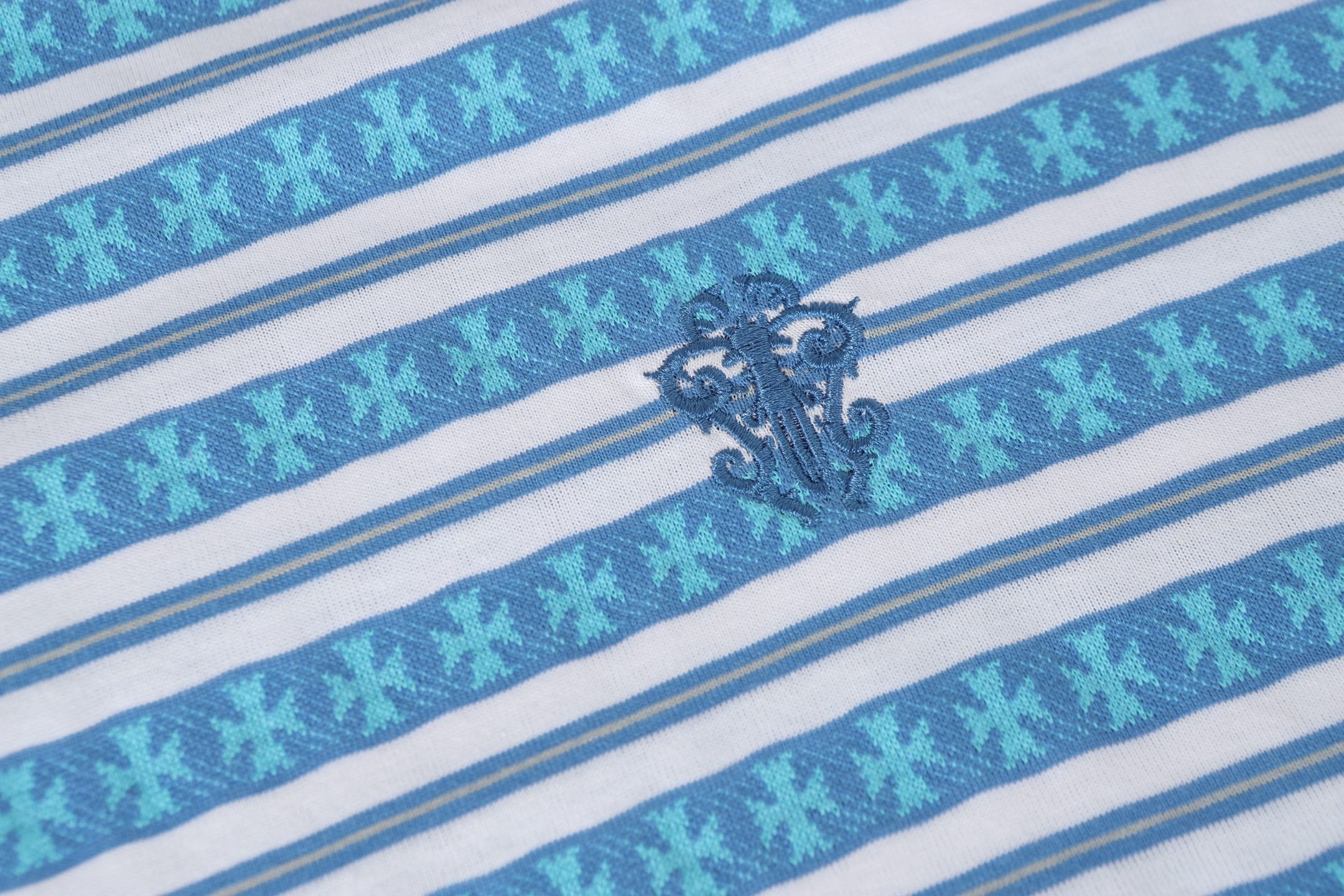 Blue Stripe Cross Pattern T-Shirt™