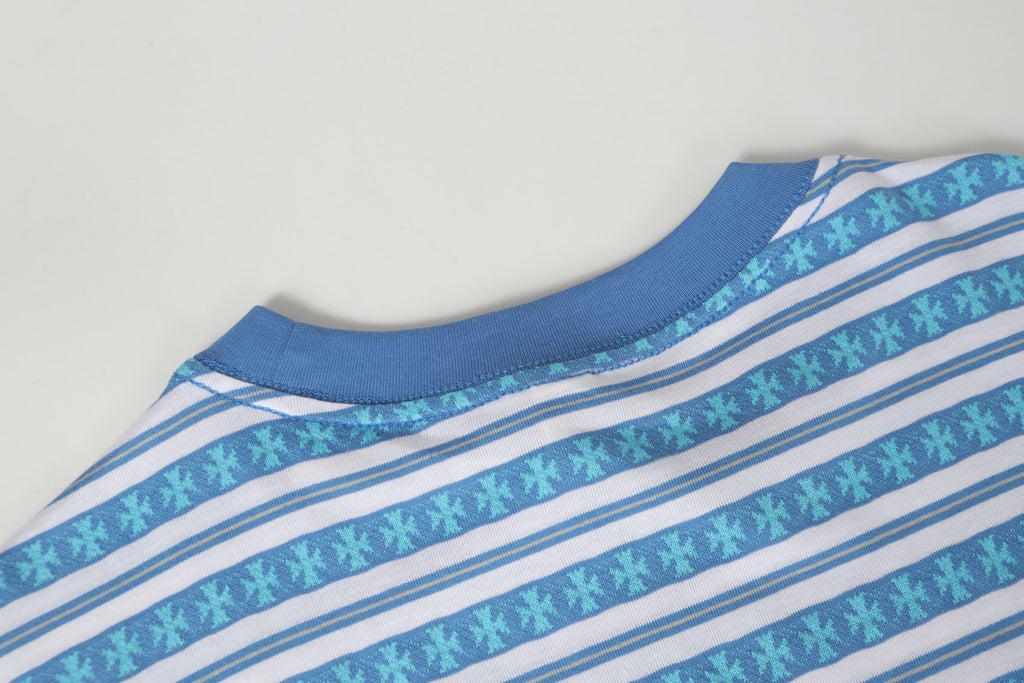 Blue Stripe Cross Pattern T-Shirt™