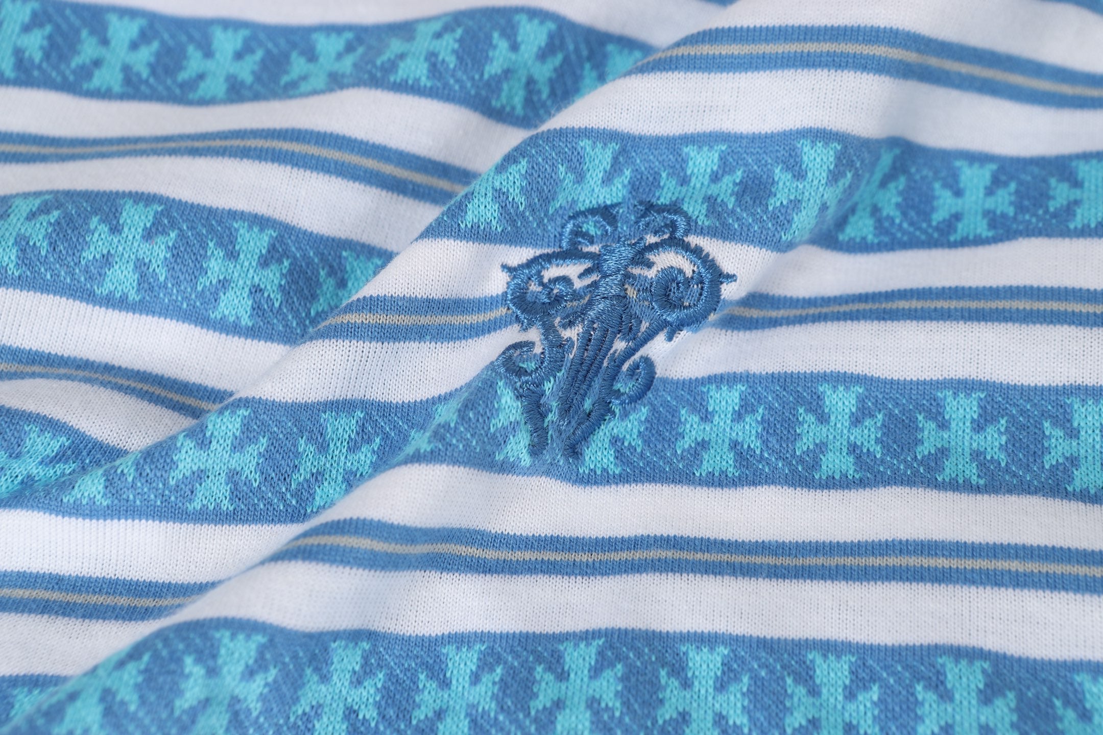 Blue Stripe Cross Pattern T-Shirt™