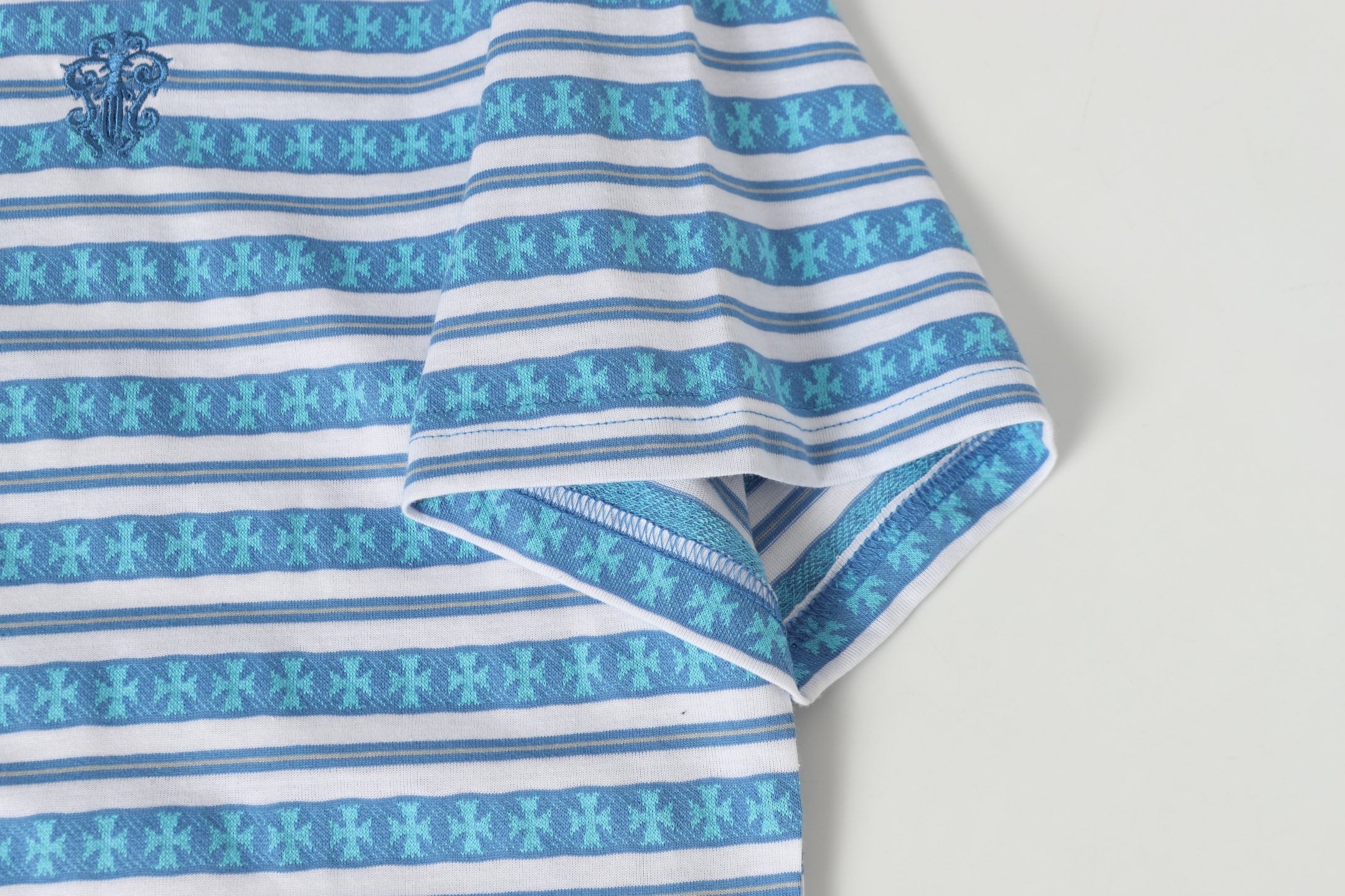 Blue Stripe Cross Pattern T-Shirt™