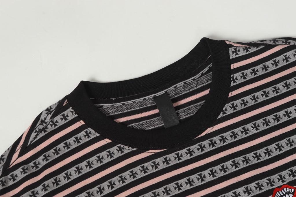 Pink Stripe Cross Pattern T-Shirt™