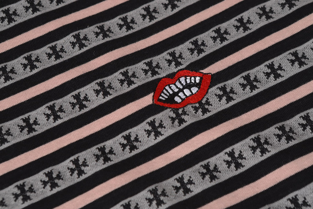 Pink Stripe Cross Pattern T-Shirt™