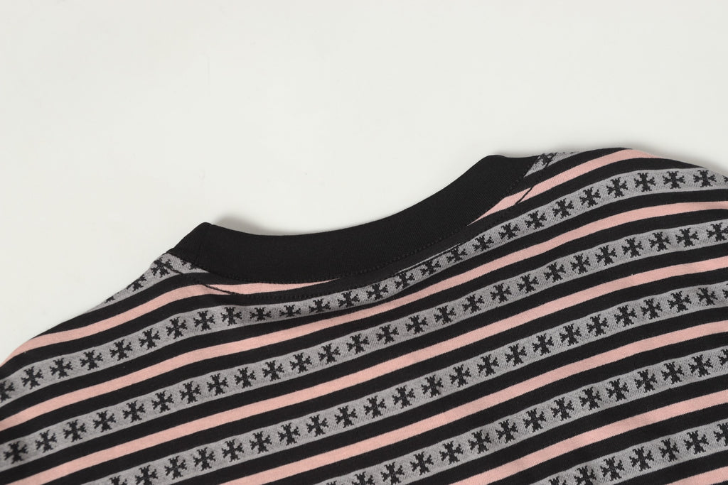 Pink Stripe Cross Pattern T-Shirt™