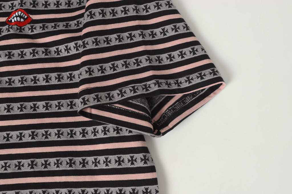 Pink Stripe Cross Pattern T-Shirt™