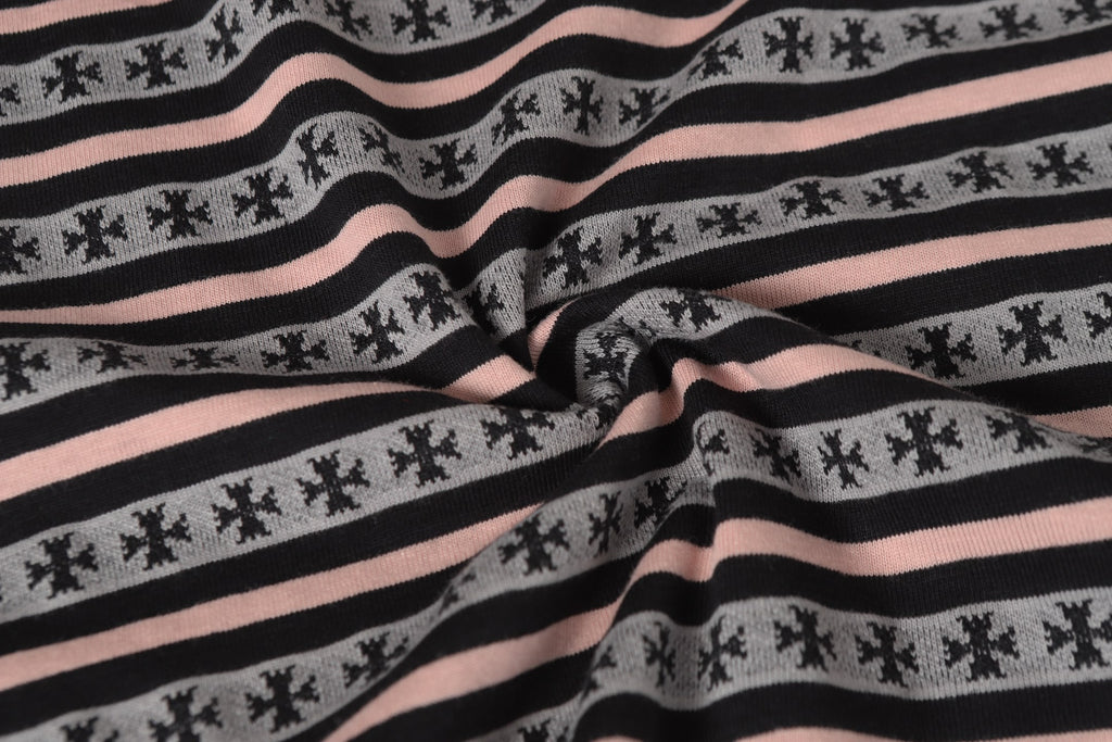 Pink Stripe Cross Pattern T-Shirt™
