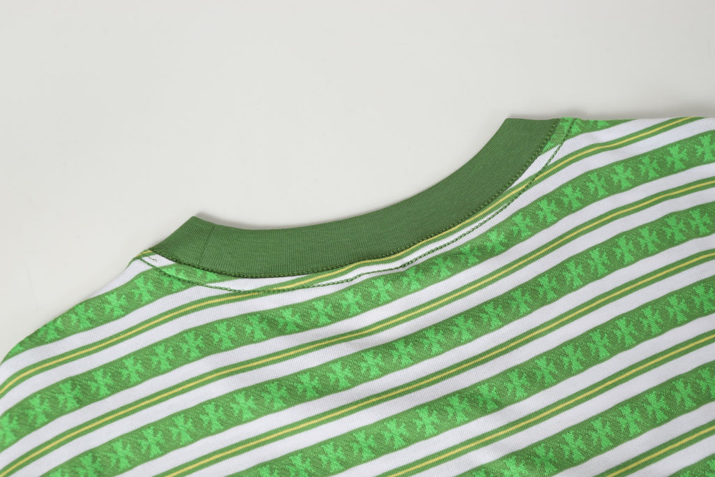 Green Stripe Cross Pattern T-Shirt™