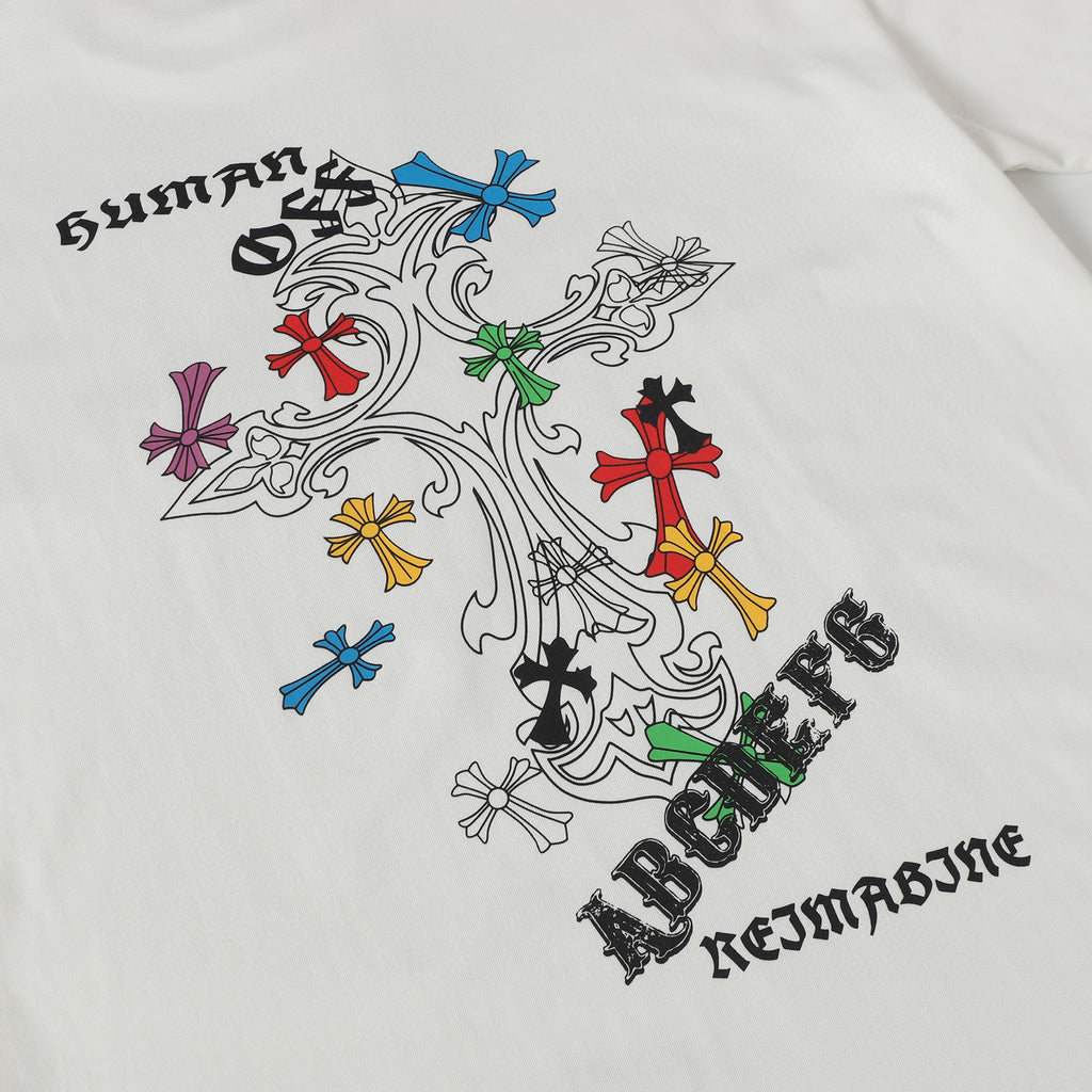 Ornate Multicolor Cross Cluster White T-Shirt™
