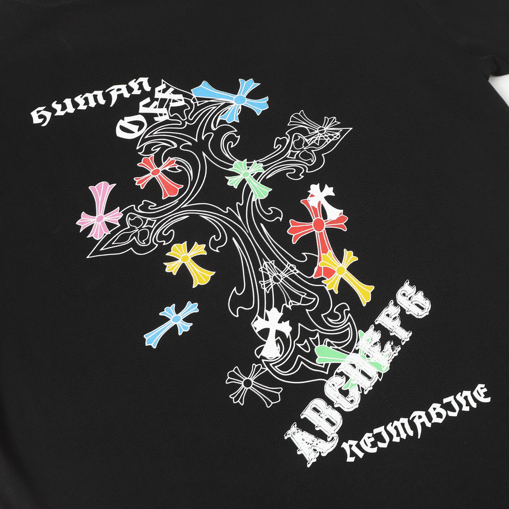 Ornate Multicolor Cross Cluster Black T-Shirt™