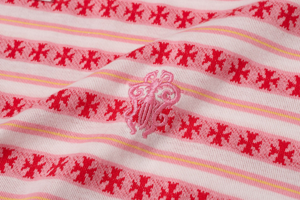 Red Stripe Cross Pattern T-Shirt™