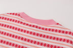 Red Stripe Cross Pattern T-Shirt™