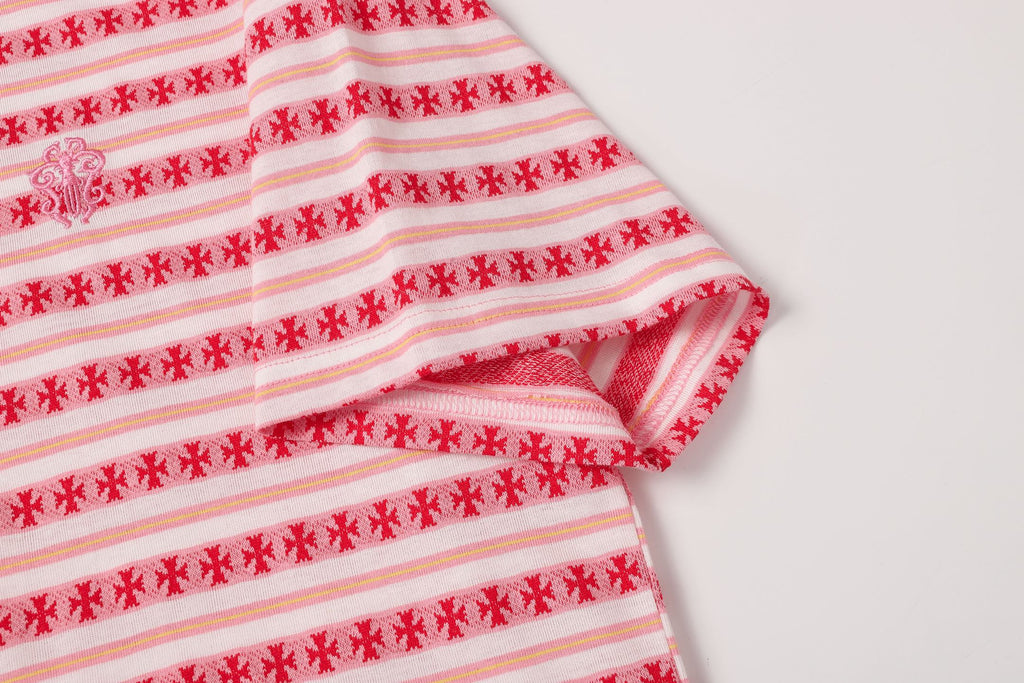 Red Stripe Cross Pattern T-Shirt™