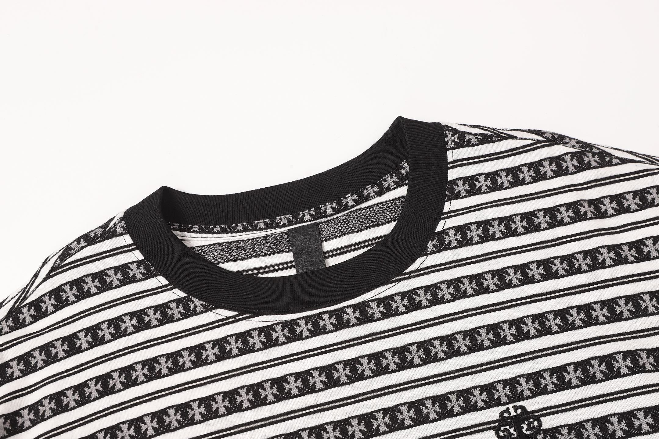 White Stripe Cross Pattern T-Shirt™