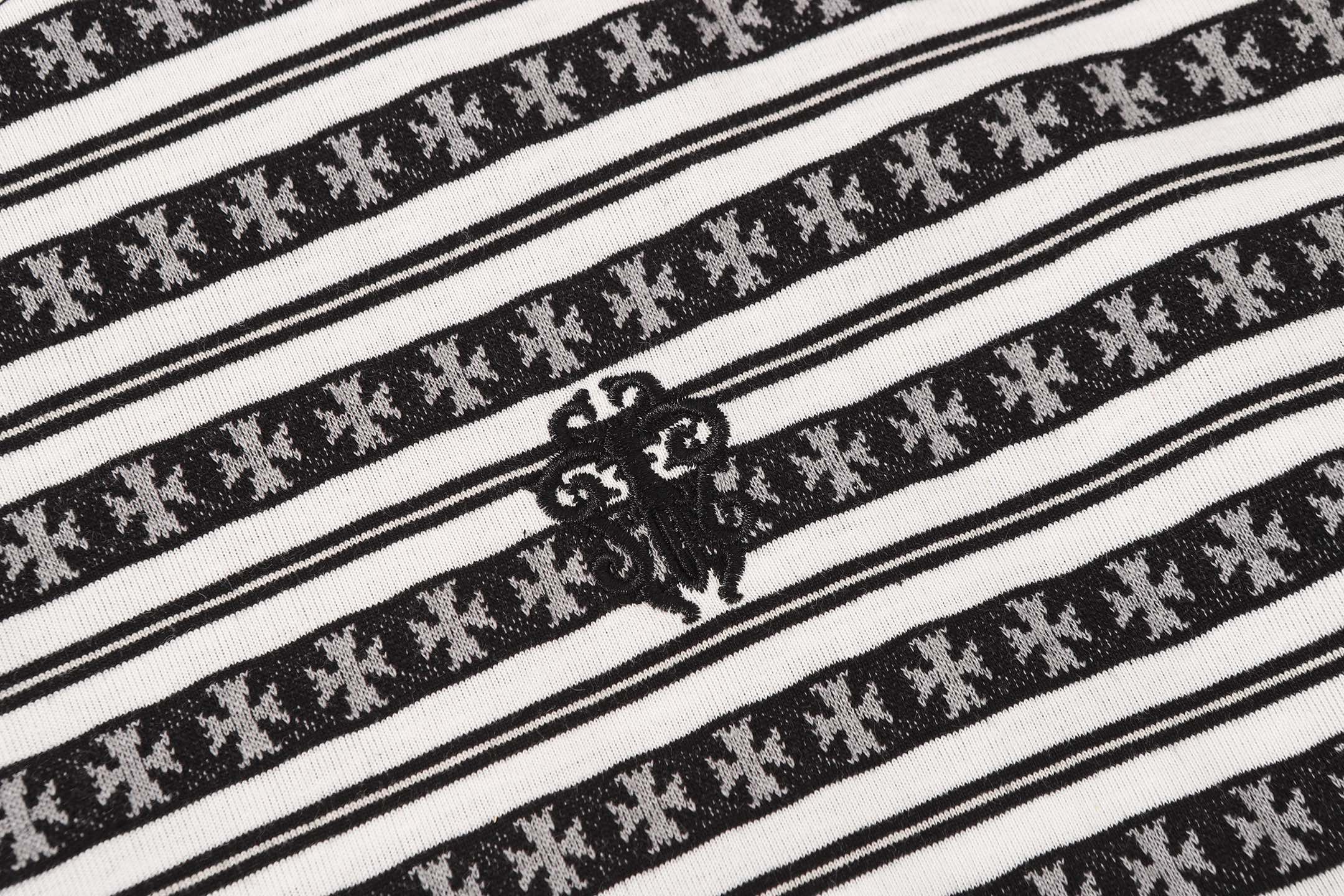 White Stripe Cross Pattern T-Shirt™