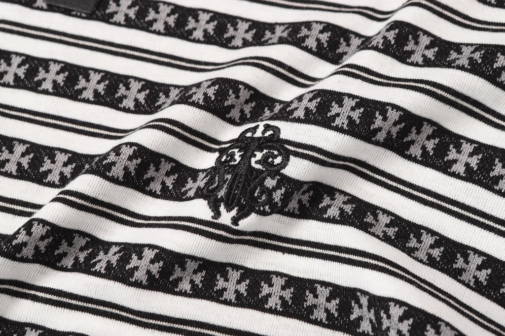White Stripe Cross Pattern T-Shirt™