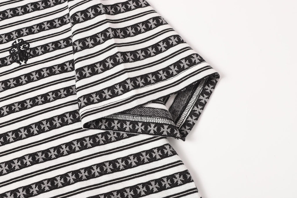 White Stripe Cross Pattern T-Shirt™