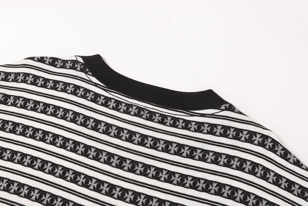 White Stripe Cross Pattern T-Shirt™