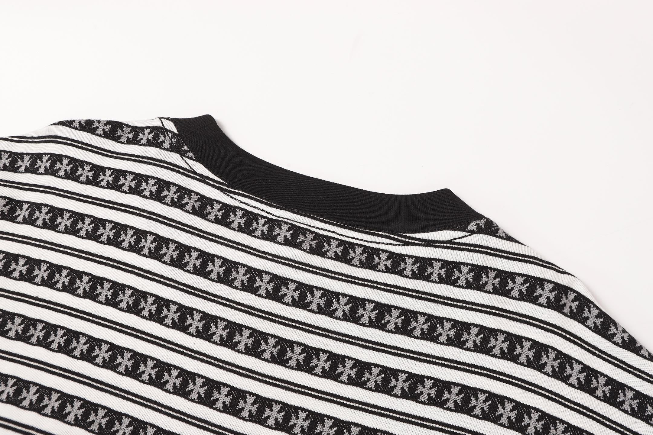 White Stripe Cross Pattern T-Shirt™
