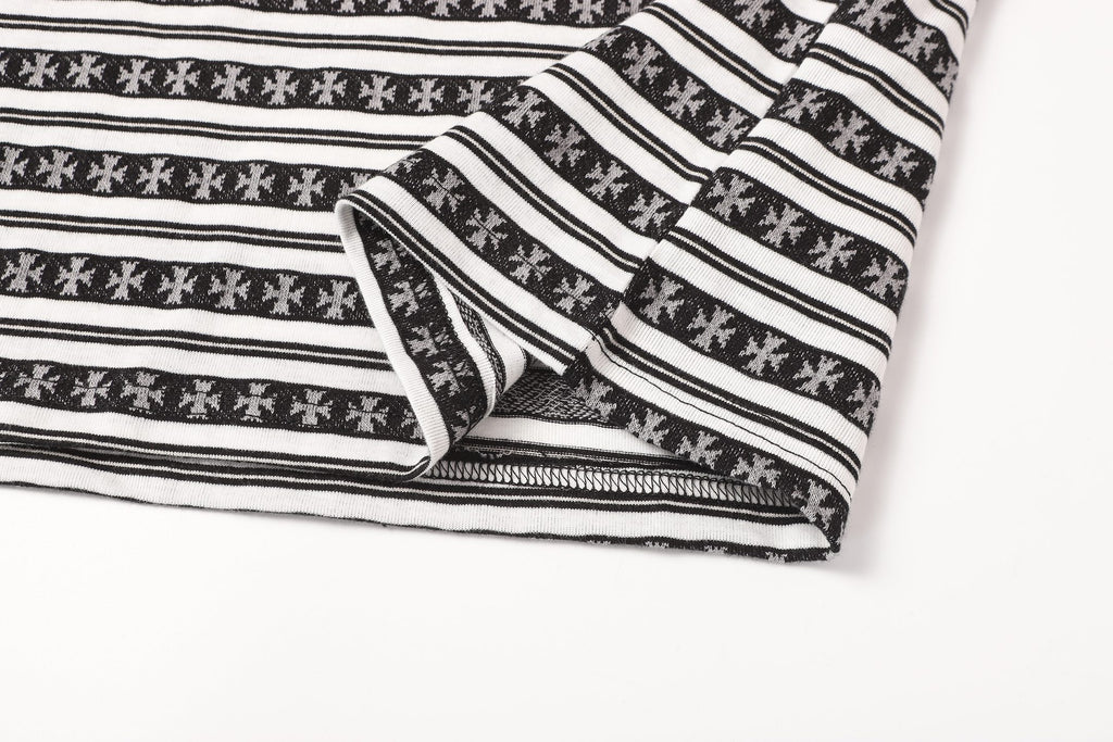 White Stripe Cross Pattern T-Shirt™