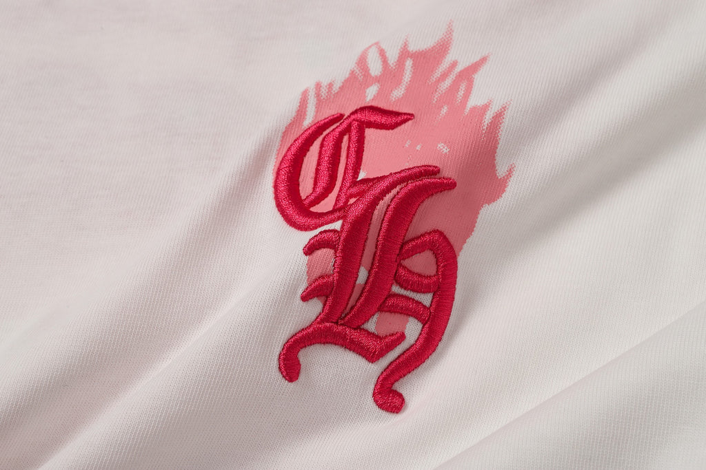Pink Drip Script Logo White T-Shirt™