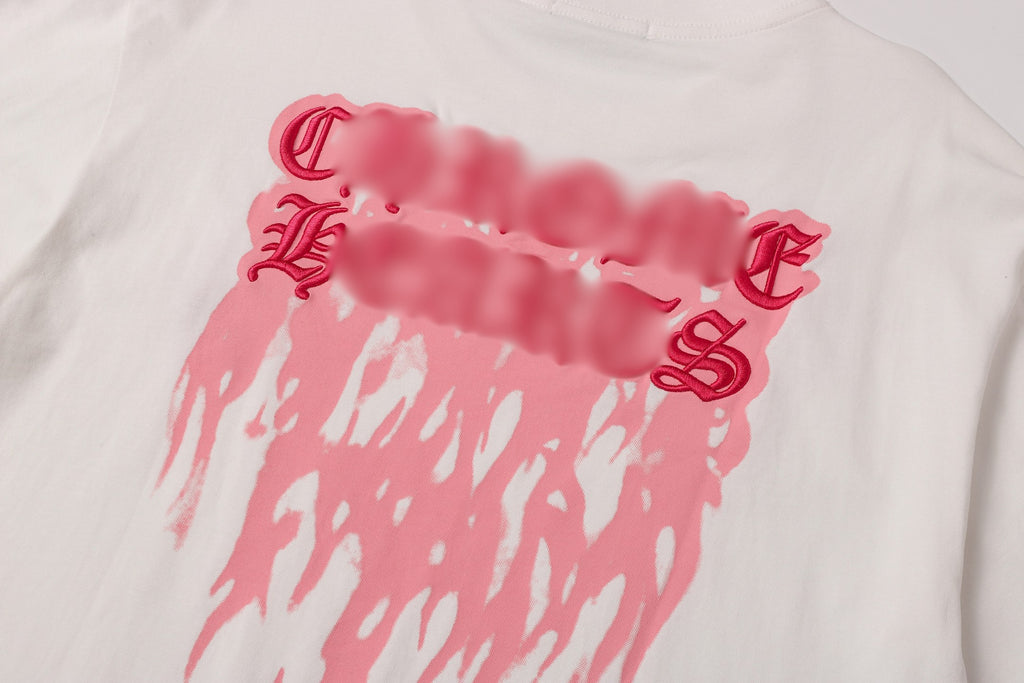 Pink Drip Script Logo White T-Shirt™